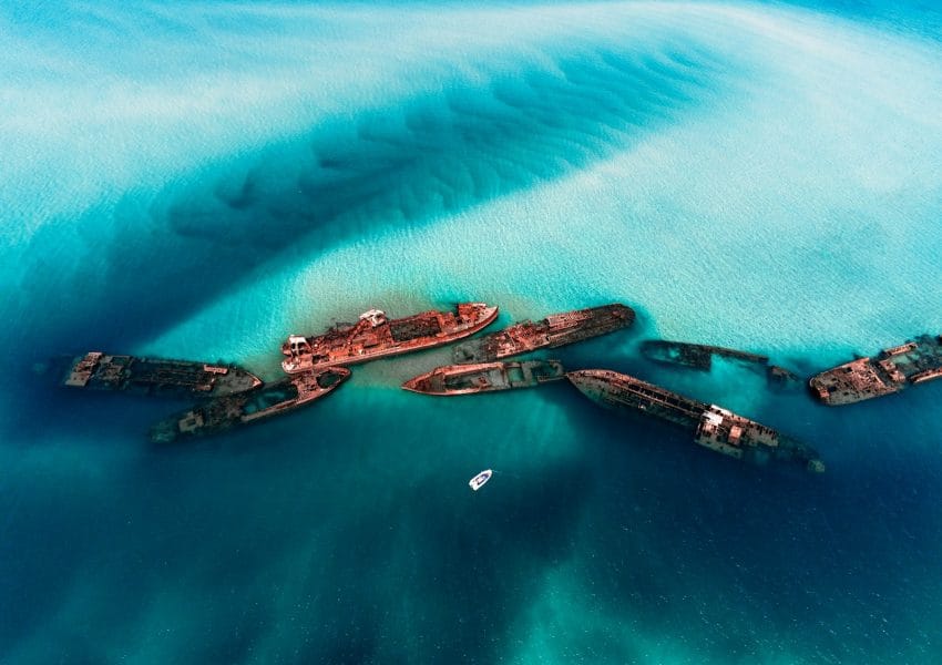 aerial view of boats on sea during daytime
